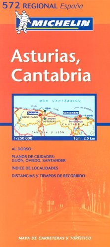 Michelin Map 572 Regional Spain Asturias, Cantabria