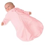 Kiddopotamus & Co Dreamsie Luxe Sleeper And Sleep Cap In Luxurious Double Velboa Pink With Star And Crescent Moon Applique