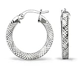 14k White Gold or Yellow Gold Diamond Cut Hoop Earring
