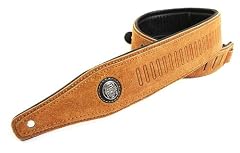 Gaucho Light Brown Embossed Suede Leather Guitar Strap for Electric/Acoustic/Bass Guitar