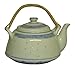Blue and white rice pattern teapot - porcelain, bamboo handles