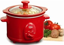 Maxi-Matic MST-250R Elite Cuisine 1-1/2-Quart Round-Shaped Slow Cooker, Red
