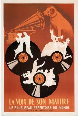 Canvas Gallery Wrap La Voix de Son Maitre His Master's Voice Vintage Ad Art Print Poster - 24x36 by Rich and Framous