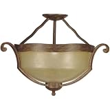 Globe Sonoma Two-Light Semi-Flush Mount, Antique Bronze with Amber Alabaster Globes #61889