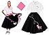 Hip Hop 50s Shop Adult 3 Piece Poodle Skirt Costume Set Black and Pink Large