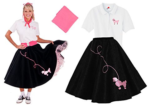 Hip Hop 50s Shop Adult 3 Piece Poodle Skirt Costume Set