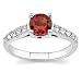 18k White Gold or Yellow Gold Round Garnet and Diamond Ring (H/SI2, 1/4 ct. tw.)