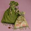 One 5 x 6 Moss Velvet Sheer Beaded Gift Bag/Pouch