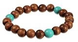 Wood Beads with Turquoise Accents Stretch Bracelet, 7.5
