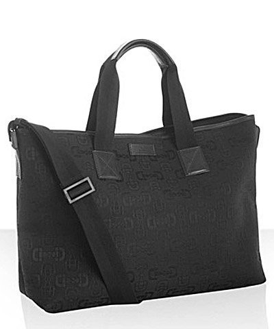 Gucci black canvas horsebit travel tote