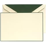 Crane & Co. Hunter Green Hand Bordered Ecruwhite Correspondence Cards (CC3130)