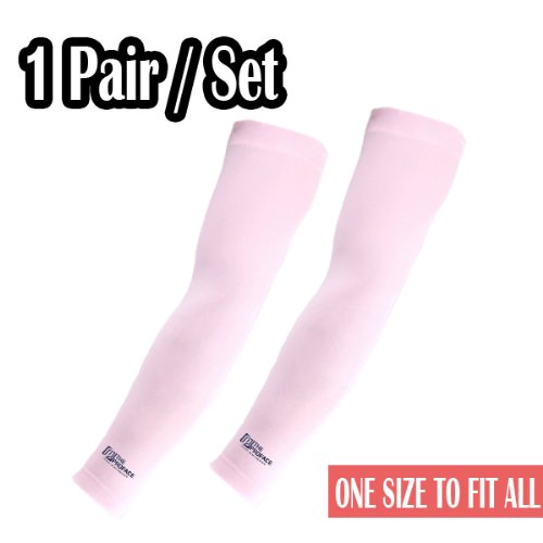 1 PAIR, CYCLING ARM WARMERS COOLERS & Arm Sleeves UV Protection, Golf Bike Outdoor, Pink On Sale