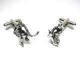 Silver Ice Hockey Player Goalie Cufflinks w/ Gift Box