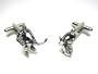 Silver Ice Hockey Player Goalie Cufflinks w/ Gift Box