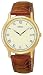 Seiko Men's Gold Plated Leather Strap Watch SKP332
