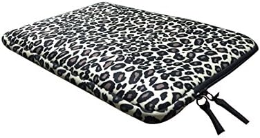 15 inch Slim Portable Neoprene Carrying Laptop Sleeve Case Bag w/ Handles and Accessory Pocket (Leopard)