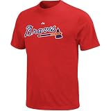 MLB Majestic Atlanta Braves Red Official Wordmark T-shirt