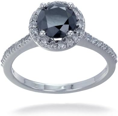 Vir Jewels 10K White Gold Black Diamond Engagement Ring (1.50 CT) In Size 8