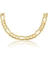 14K Solid Yellow Gold Figaro Link Chain Necklace 11mm Wide 22" inch Long - Best Price Guaranteed.