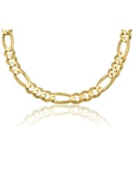 14K Solid Yellow Gold Figaro Link Chain Necklace 11mm Wide 24" inch Long - Best Price Guaranteed.