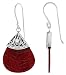 Sterling Silver / Natural Coral Fan Shape Dangle Earrings 1" (25 mm)