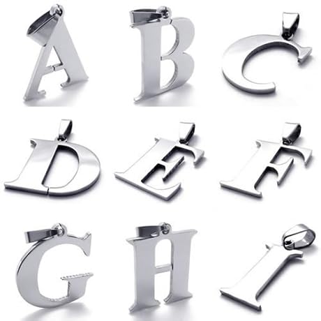 KONOV Jewelry Name Initial Letter Charm Pendant Necklace, Color Silver, 18