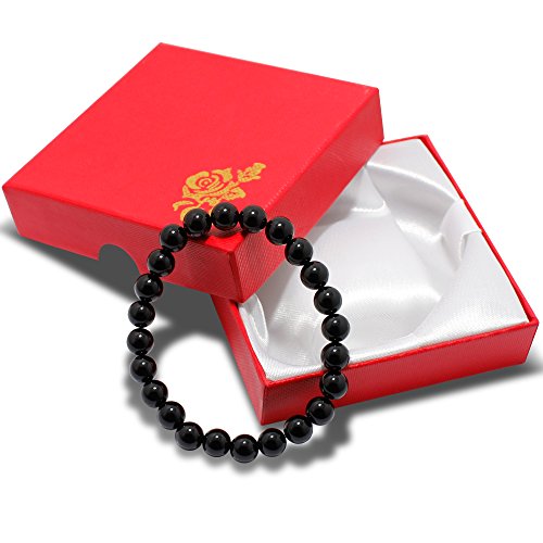 Natural-Genuine-Black-Onyx-Gem-Beads-maxin-Bling-Jewelry-8MM-Semi-Precious-Gemstones-Energy-Stone-Healing-Power-Pink-Crystal-elastic-Stretch-Stone-Loose-Bracelet-Set-Unisex