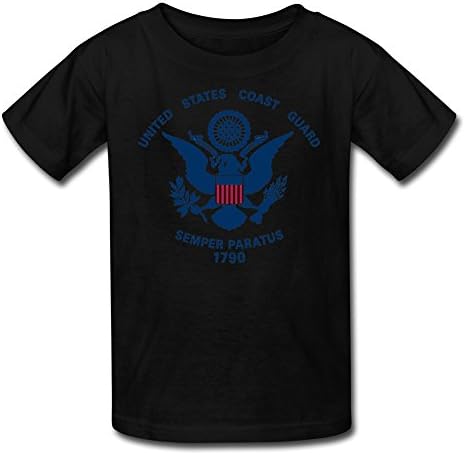 RIen Youth United States Coast Guard Flag Kids T-Shirt - M Black