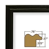 8x16 Custom Picture Frame / Poster Frame .75 Wide Complete Black Wood Frame (200ASHBK)
