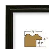 19x25 Picture Frame / Poster Frame .75" Wide Complete Black Wood Frame (200ASHBK)