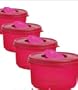 Tupperware Rock N Serve Microwave Bowl Set 1 2/3 Cup X 4~red