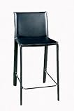 Set of 2 Crawford Black Leather Bar Stools