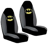 2pc Batman Black and Grey Bucket Seat Covers with Yellow Logo