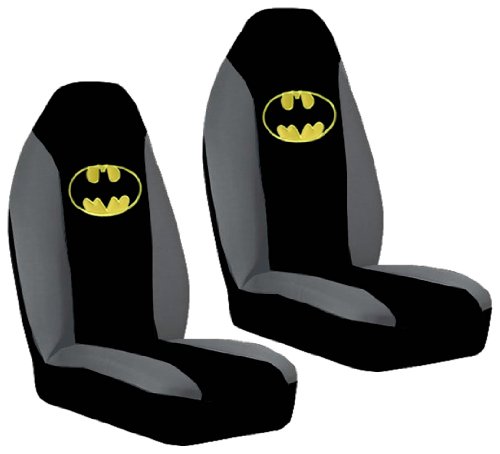  2pc Batman Black and Grey Bucket Seat Covers with Yellow Logo