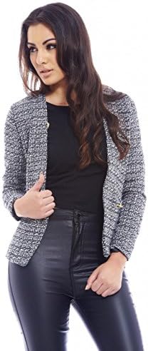 AX Paris Women's Tweed Black Jacket(BLACK, Size:4)