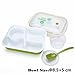 Bento Box Lunch Box 3-compartment 1-bowl (4 in 1) 1- Spoon - Silicone Leakproof Healthy Lunch Boxes for Kids Adults - Food Grade Plastic Containers Crisper - Special Smart Valve Microwave-safe Green