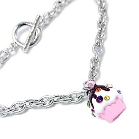 Buy Pink Crystal Cupcake Silvertone Toggle Charm Bracelet by PammyJ Bracelet