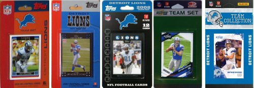 NFL  Detroit Lions 5 Different Licensed Trading Card Team Sets
