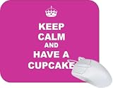 Rikki Knight Keep Calm and have a Cupcake - Pink Rose Mouse Pad Mousepad - Ideal Gift for all occassions!