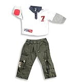 Mish Mish - Infant Boys Long Sleeve Twill Pant Set, White, Olive