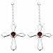 1.25 Ct.T.W. Genuine Round Garnet in Pure Sterling Silver Cross Earrings