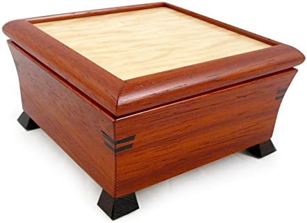 Handcrafted Wooden Pagoda-Style Keepsake Box, Padauk and Maple Wood