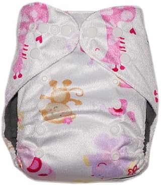 KerrBear Kids - Pink Zoo Cloth Diaper (Minky) (Charcoal Bamboo Insert and Inner)