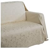 Ibiza Damask Leaf Jacquard Love Seat Throw Cover, Beige