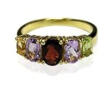 Gold Overlay Sterling Silver Multi-Gemstone Ring