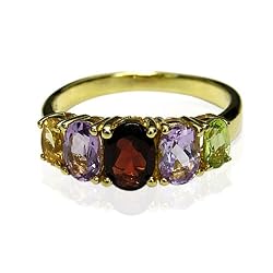 Gold Overlay Multi-Gemstone Ring