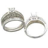 1.70Ct.T.W. Princess and Baguette Cut Diamonds, 14Kt. White Gold. Diamond Wedding Ring Set, Semi Mount Setting