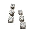 14K White Gold Three Stone Diamond Dangle Earrings