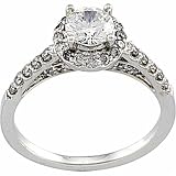 14Kt White Gold Retro Style Diamond Engagement Ring (Center stone is not included)