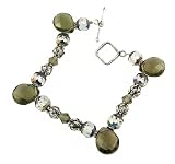 Bracelet - B15 - Handmade Glass & Fire-Polished Beads - Side Drilled Beads - Toggle Closure ~ Black Diamond (Gray / Gray)